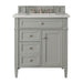 Brittany 30" Single Vanity, Urban Gray, w/ 3 CM Eternal Jasmine Pearl Silestone Top