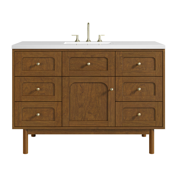 Laurent 48" Single Vanity, Honey Oak w/ 3 CM White Zeus Silestone Top