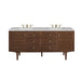 Amberly 72" Double Vanity, Mid-Century Walnut w/ 3 CM Victorian Silver Top