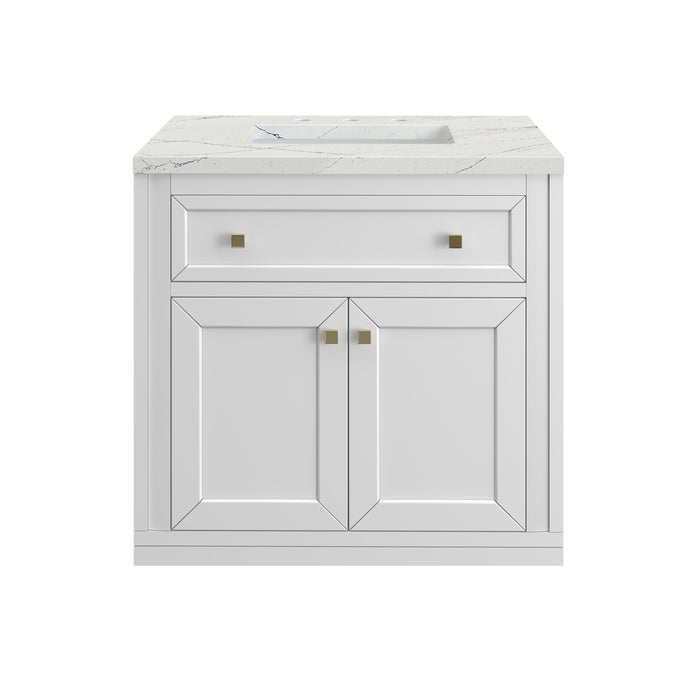 Chicago 30" Single Vanity, Glossy White, w/ 3 CM Ethereal Noctis Silestone® Top