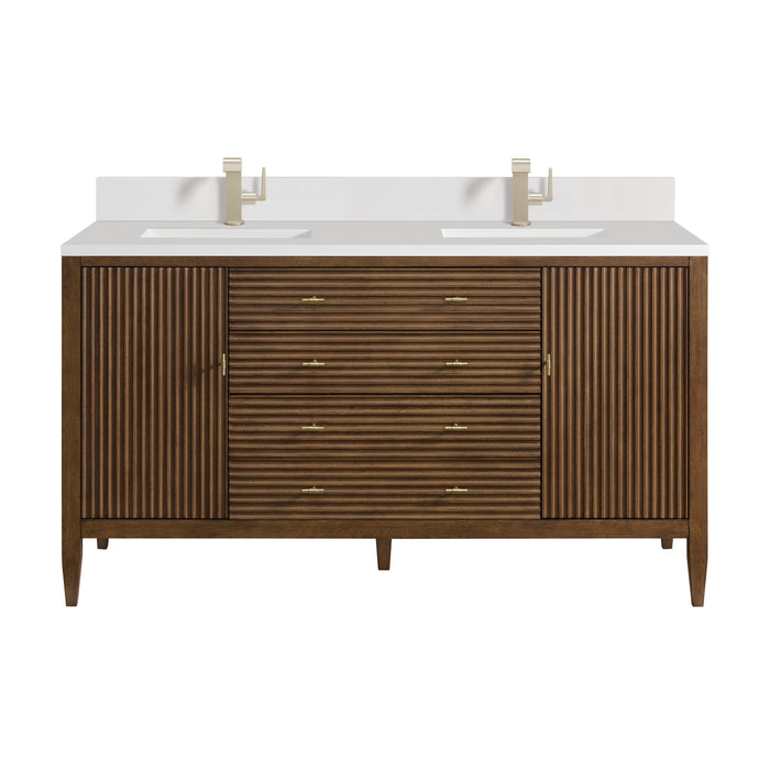 Myrrin 60" Double Vanity, Carbon Oak, w/ 3 CM Siberian Silestone Top