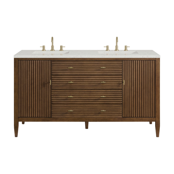Myrrin 60" Double Vanity, Carbon Oak w/ 3 CM Ethereal Noctis Silestone Top w/FreePower Wireless Charger