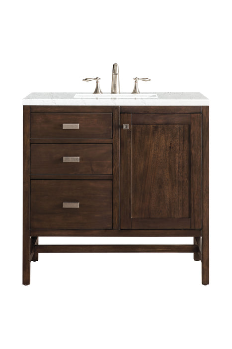 Addison 36" Single Vanity, Mid-Century Acacia w/ 3 CM Eternal Jasmine Pearl Silestone Top