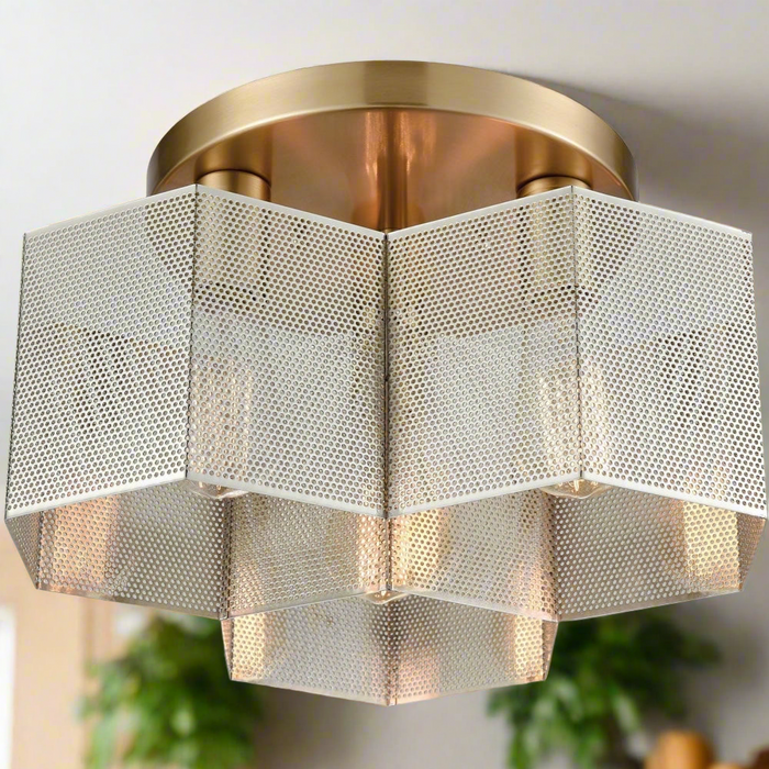 Elk Lighting Compartir Polished Nickel, Satin Brass Semi Flush Mount