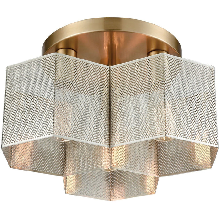 Compartir Polished Nickel, Satin Brass Semi Flush Mount