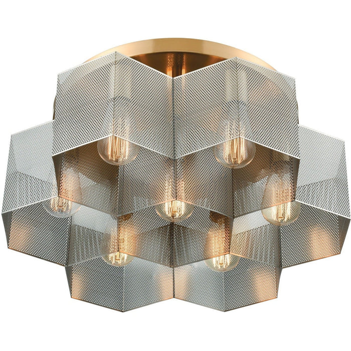 Compartir Satin Brass, Polished Nickel Semi Flush Mount