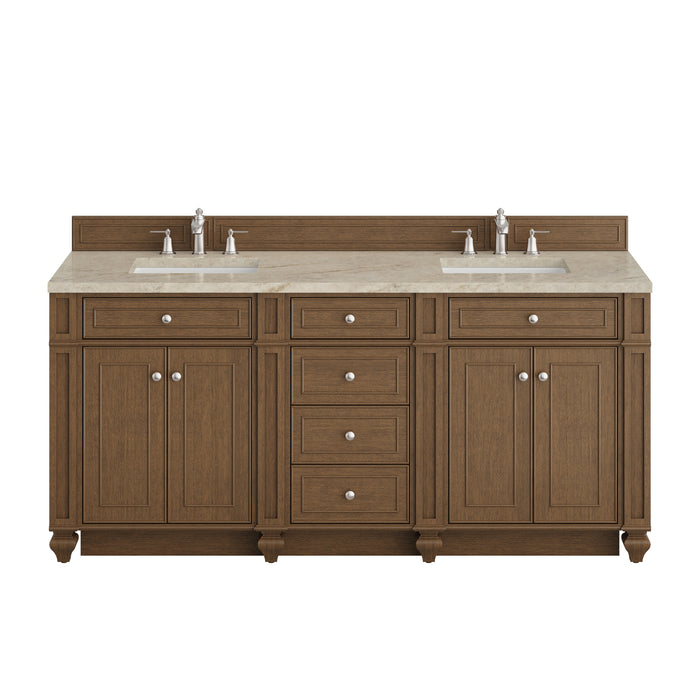 Bristol 72" Double Vanity, Saddle Brown, w/ 3 CM Phantome Eclos Top