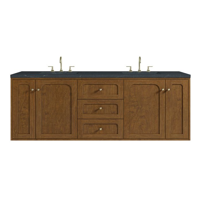 Laurent 72" Double Vanity, Light Natural Oak w/ 3 CM Parisien Bleu Top w/FreePower Wireless Charger