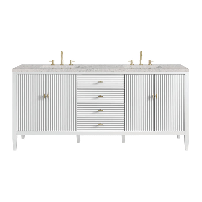 Myrrin 72" Double Vanity, Bright White w/ 3 CM Eternal Jasmine Pearl Silestone Top