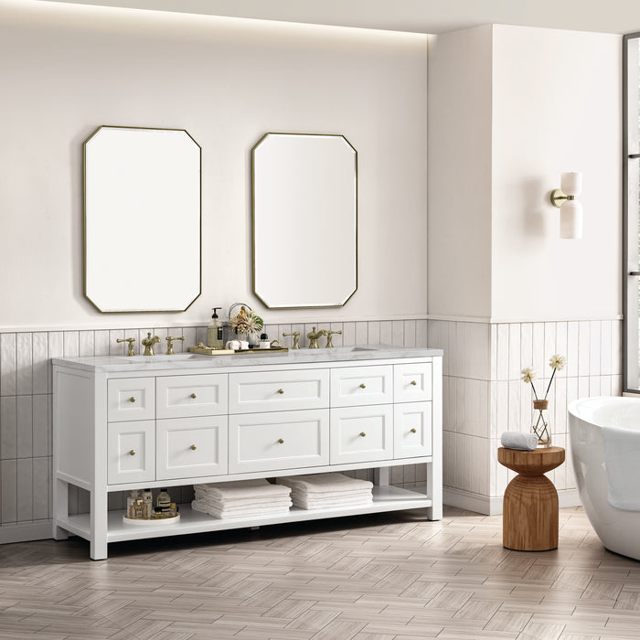 Breckenridge 72" Double Vanity, Whitewashed Oak w/ 3 CM Victorian Silver Silestone Top