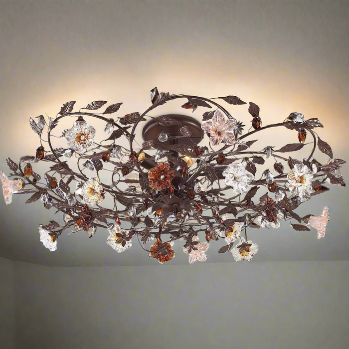 Elk Lighting Cristallo Fiore Deep Rust Flush Mount