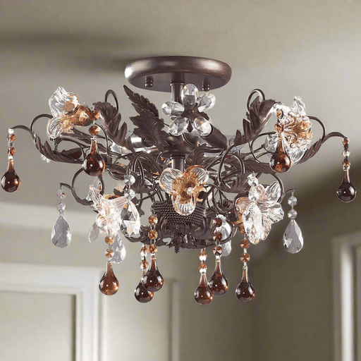 Elk Lighting Cristallo Fiore Deep Rust Semi Flush Mount