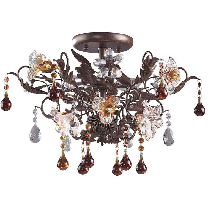 Cristallo Fiore Deep Rust Semi Flush Mount