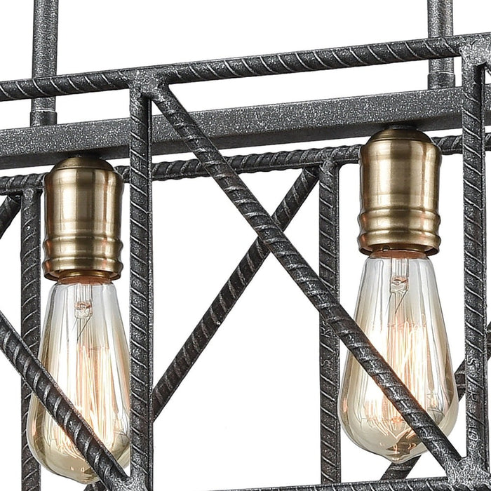 Crossbar Silverdust Iron, Satin Brass Island Light