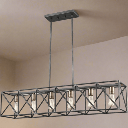 Elk Lighting Crossbar Silverdust Iron, Satin Brass Island Light