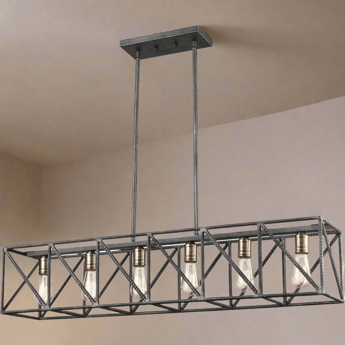 Elk Lighting Crossbar Silverdust Iron, Satin Brass Island Light