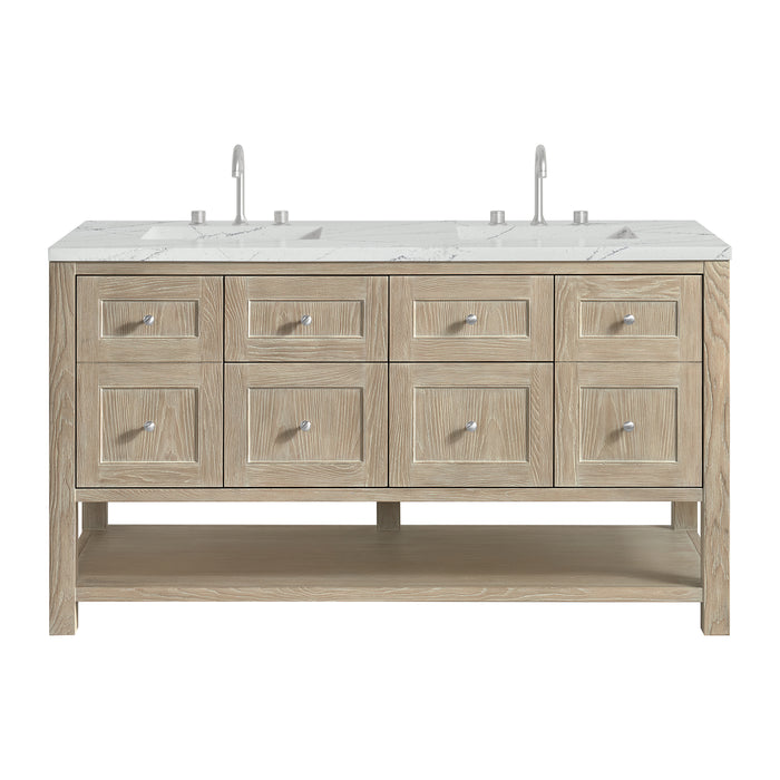 Breckenridge 60" Double Vanity, Serenity Blue, w/ 3 CM Charcoal Soapstone Quartz Top