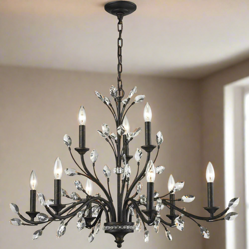 Elk Lighting Crystal Branches Burnt Bronze Chandelier