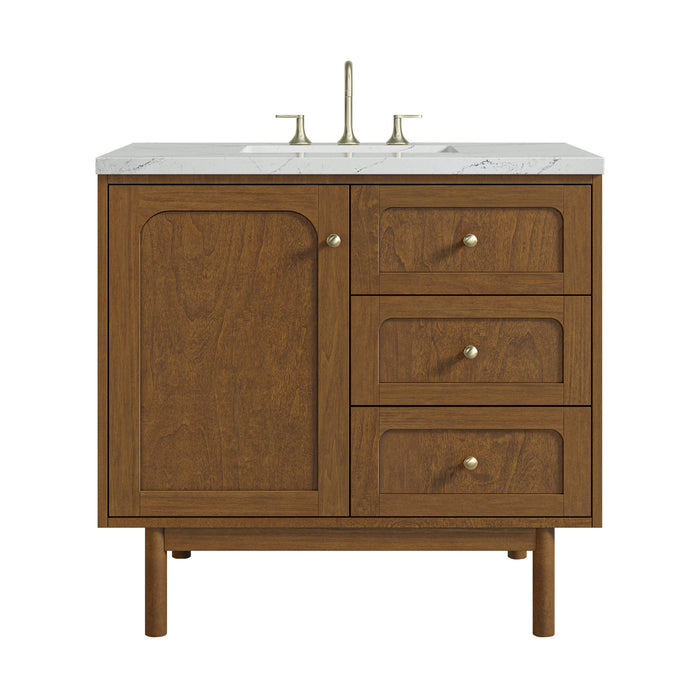 Laurent 36" Single Vanity, Honey Oak w/ 3 CM Ethereal Noctis Silestone Top