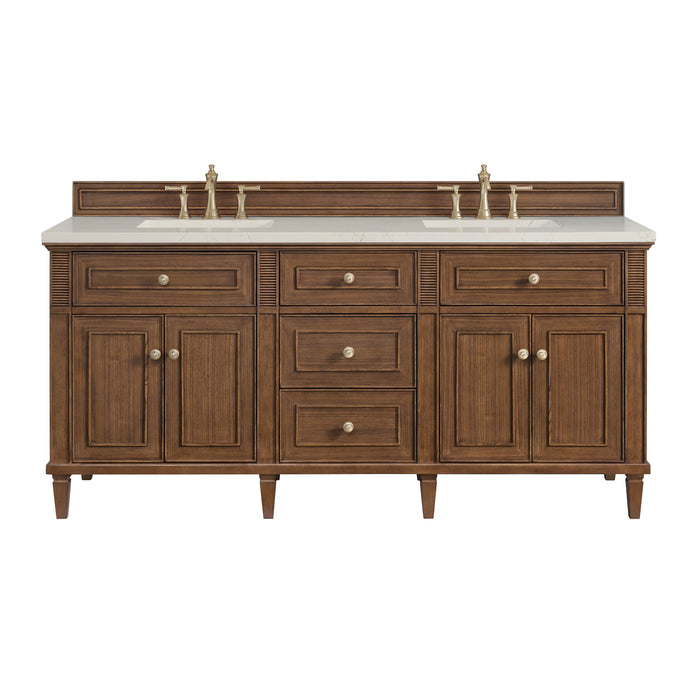 Lorelai 72" Double Vanity, Light Natural Oak w/ 3 CM Ethereal Noctis Silestone Top w/FreePower Wireless Charger