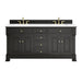Brookfield 72" Double Vanity, Black Onyx, w/ 3 CM White Zeus Silestone Top