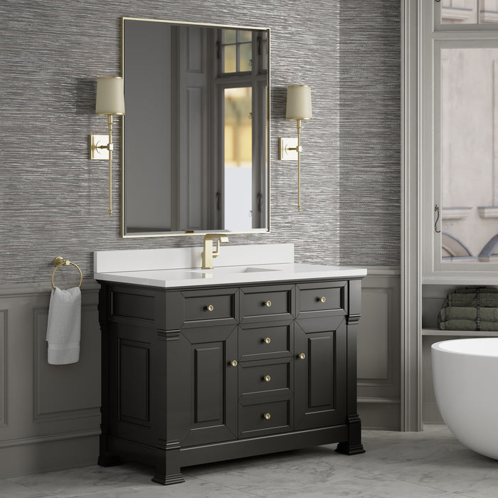 Brookfield 48" Single Vanity, Pecan w/ 3 CM Ethereal Noctis Silestone Top