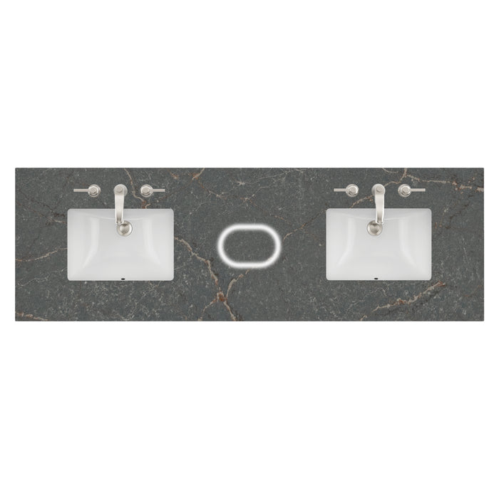 72" Double Top, 3 CM Parisien Bleu Silestone w/ Sink & FreePower Wireless Charger (040)