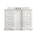 De Soto 48" Single Vanity, Bright White w/ 3 CM Victorian Silver Silestone Top