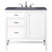 Addison 36" Single Vanity, Glossy White w/ 3 CM Charcoal Soapstone Silestone Top