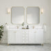 James Martin Chicago 72" Double Bathroom Vanity in Glossy White, shown in a bathroom setting