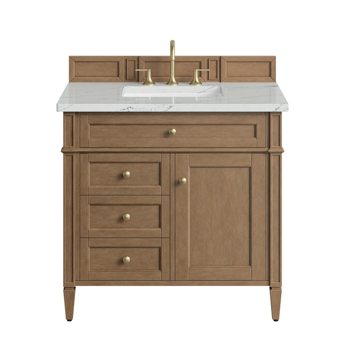 Brittany 36" Single Vanity, Pecan w/ 3 CM Ethereal Noctis Silestone Top