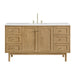 Laurent 60" Single Vanity, Light Natural Oak, w/ 3 CM Lime Delight Quartz Top