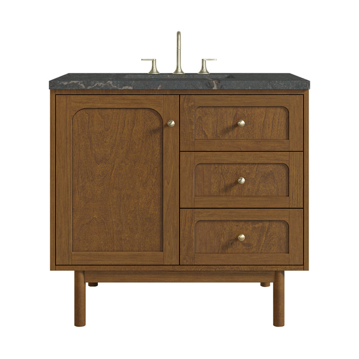 Laurent 36" Single Vanity, Honey Oak w/ 3 CM Parisien Bleu Silestone Top