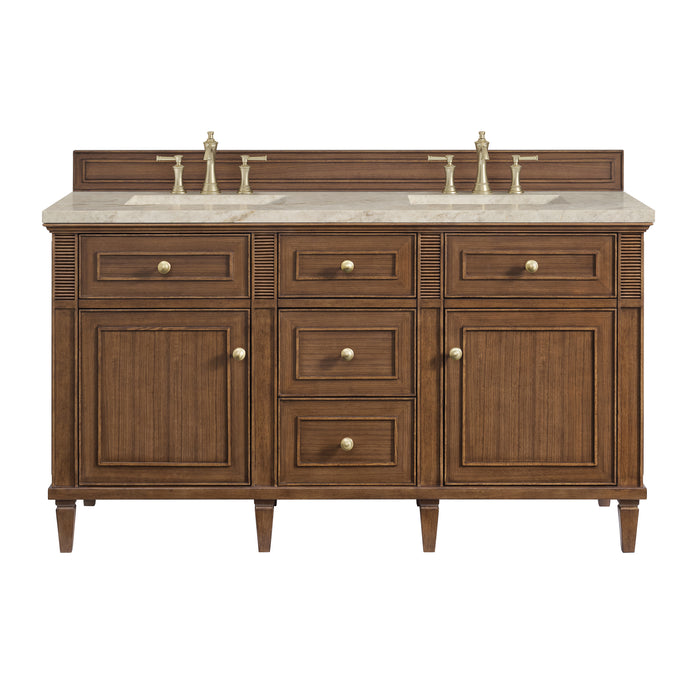Lorelai 60" Double Vanity, Light Natural Oak w/ 3 CM Ethereal Noctis Silestone Top w/FreePower Wireless Charger