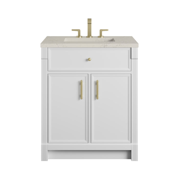 Bellshire 30" Single Vanity, Bright White w/ 3 CM Siberian Silestone Top