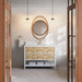 James Martin Olena 48" Single Bathroom Vanity in Polished White and Light Mappa Burl, shown in a bathroom setting
