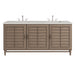 Portland 72" Double Vanity, Whitewashed Walnut, w/ 3 CM Siberian Silestone Top