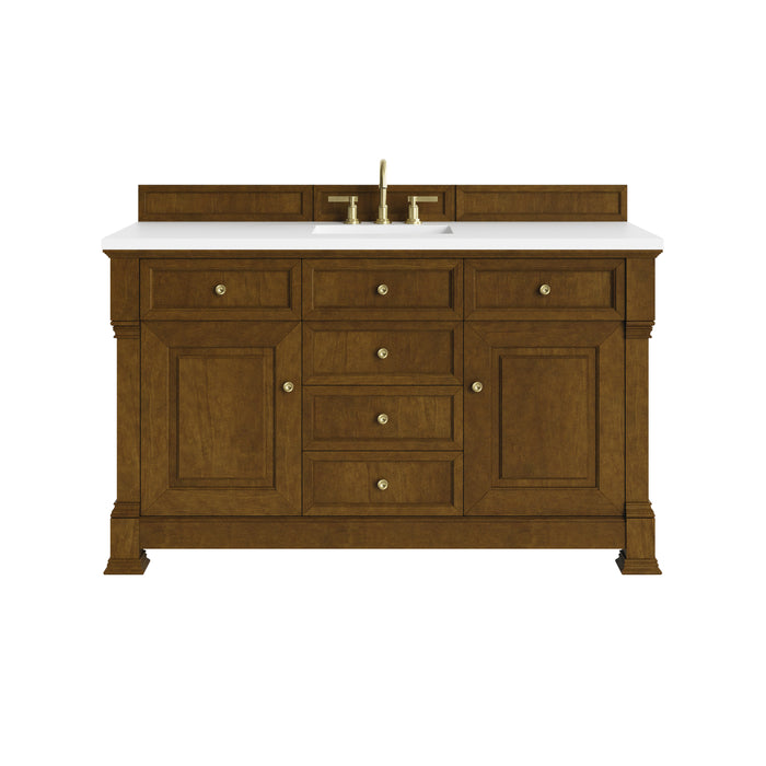 Brookfield 60" Single Vanity, Honey Oak w/ 3 CM Lime Delight Silestone Top