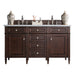 Brittany 60" Double Vanity, Burnished Mahogany w/ 3 CM Victorian Silver Silestone Top