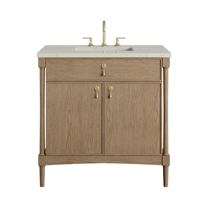 Kinnsden 36" Single Vanity, Weathered Oak w/ 3 CM Siberian Silestone Top