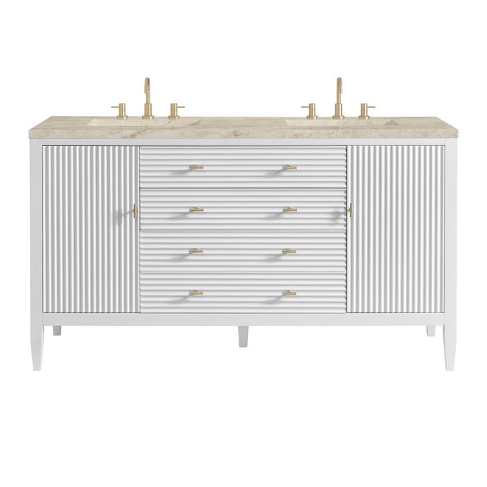 Myrrin 60" Double Vanity, Bright White, w/ 3 CM Tajnar Eclos Top