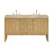 Hudson 60" Double Vanity, Light Natural Oak w/ 3 CM Eternal Jasmine Pearl Top