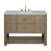Lucian 48" Single Vanity, Pebble Oak w/ 3 CM White Zeus Silestone Top