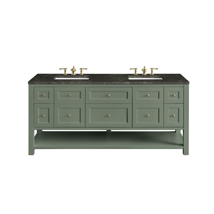 Breckenridge 72" Double Vanity, Light Natural Oak w/ 3 CM Ethereal Noctis Top w/FreePower Wireless Charger