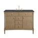 Kinnsden 48" Single Vanity, Weathered Oak w/ Single Hole 3 CM White Zeus Silestone Top and Matching Backsplash
