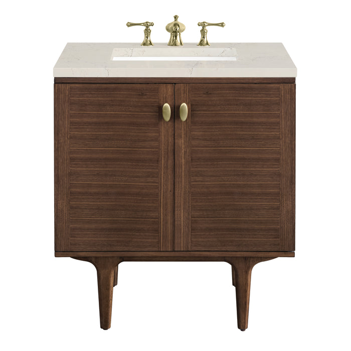Amberly 30" Single Vanity, Mid-Century Walnut, w/ 3 CM Siberian Silestone Top