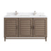 Portland 60" Double Vanity Whitewashed Walnut w/ Single Hole 3 CM White Zeus Silestone Top & Backsplash