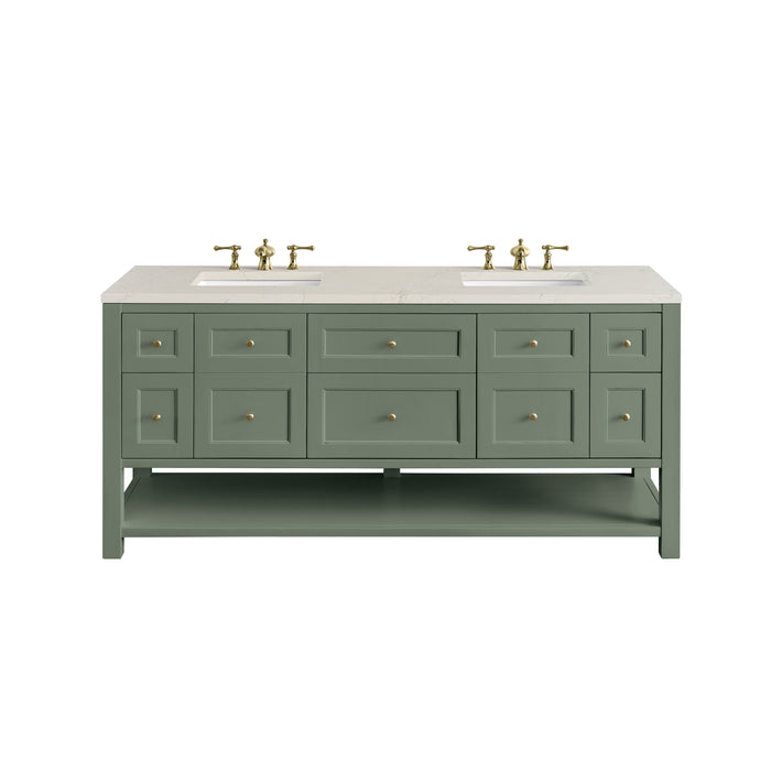 Breckenridge 72" Double Vanity, Light Natural Oak w/ 3 CM Parisien Bleu Top w/FreePower Wireless Charger