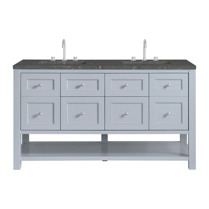 Breckenridge 60" Double Vanity, Smokey Celadon, w/ 3 CM Ethereal Noctis Quartz Top