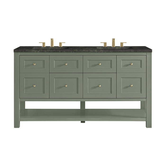 Breckenridge 60" Double Vanity, Light Natural Oak, w/ 3 CM Tajnar Eclos Top w/FreePower Wireless Charger